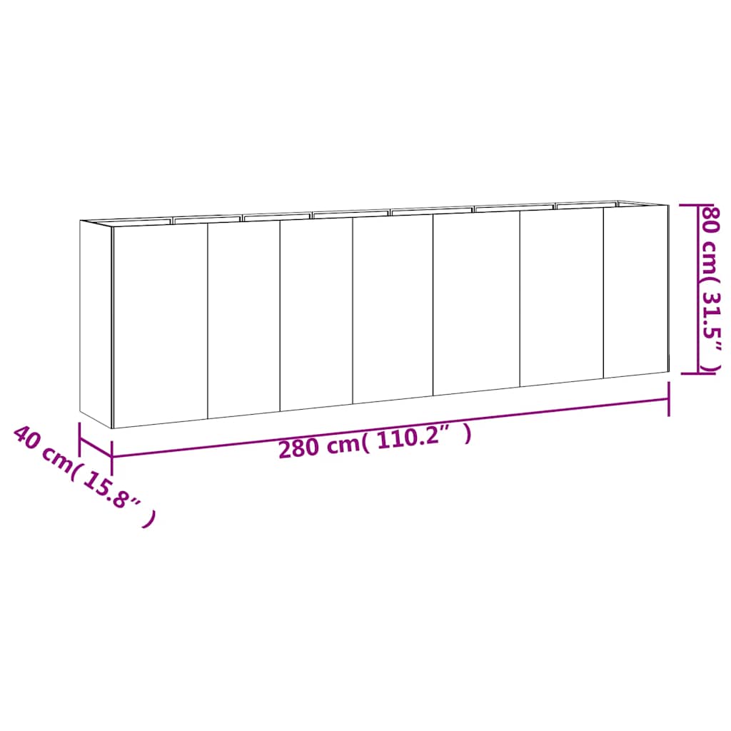 Corten Steel Raised Garden Bed 280cm | Simpledeals