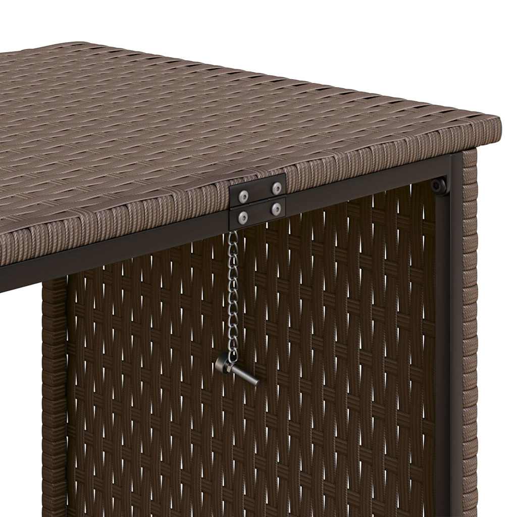 Garden Sofa with Table and Cushions L-Shaped Brown Poly Rattan | Outdoor Furniture Sets