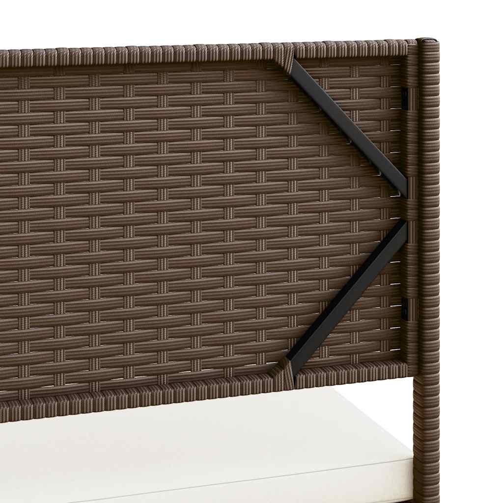 Garden Sofa with Table and Cushions L-Shaped Brown Poly Rattan | Brown colour