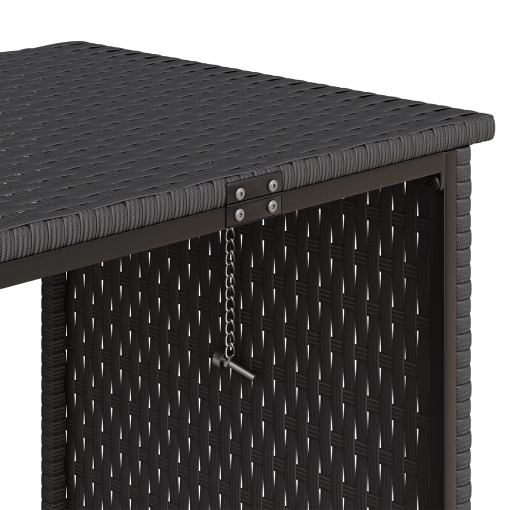 Garden Sofa with Table and Cushions L-Shaped Black Poly Rattan | Outdoor Furniture Sets