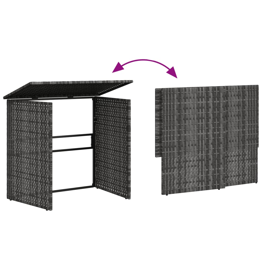 Rattan finish - Garden Sofa with Table and Cushions L-Shaped Grey Poly Rattan