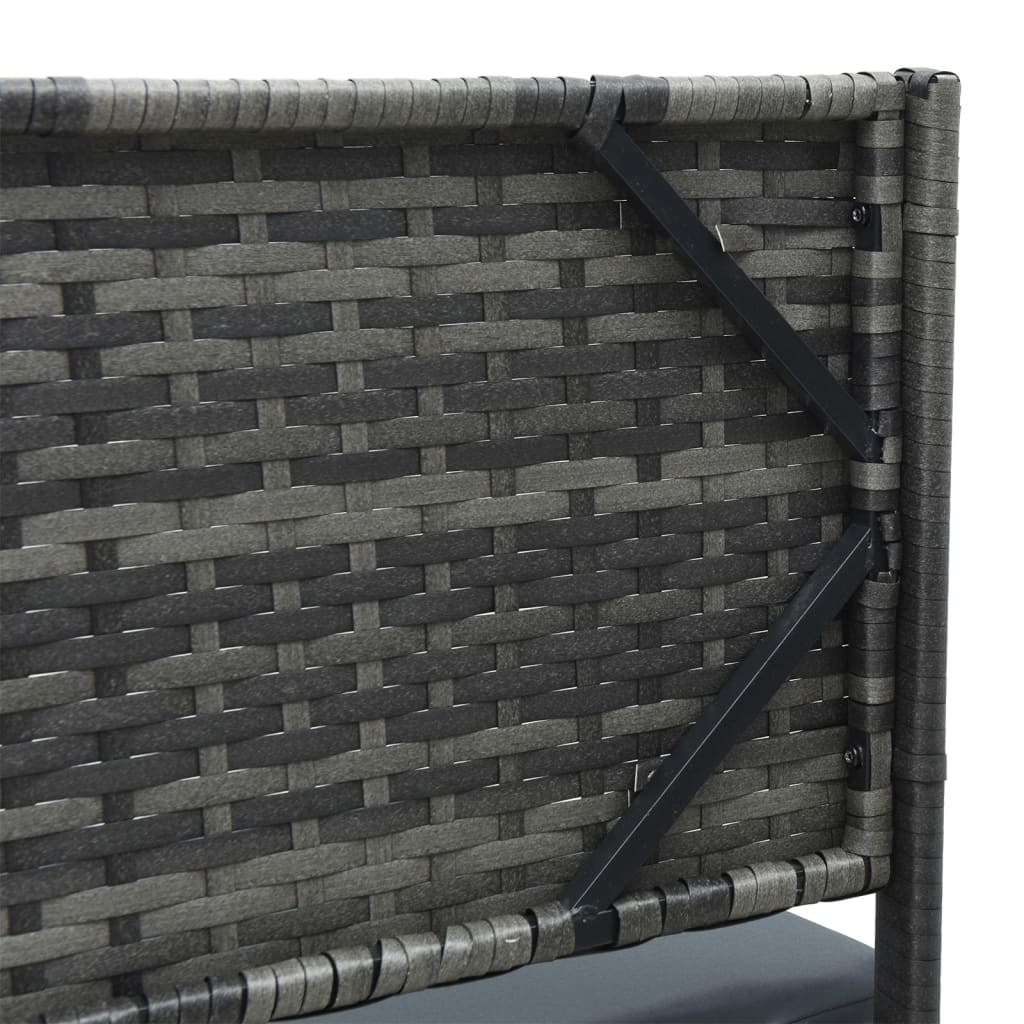Garden Sofa with Table and Cushions L-Shaped Grey Poly Rattan | Grey colour