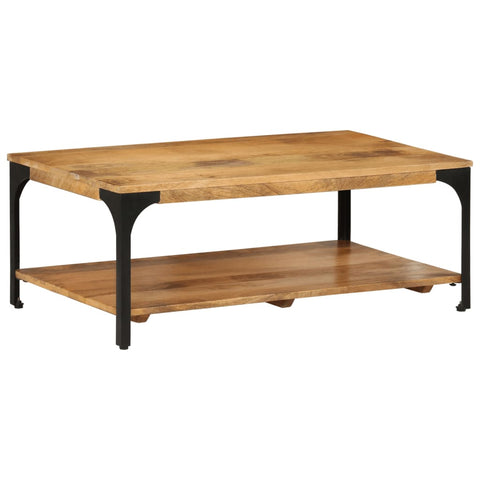 Rustic Fusion: 2-Layer Mango Wood and Steel Coffee Table