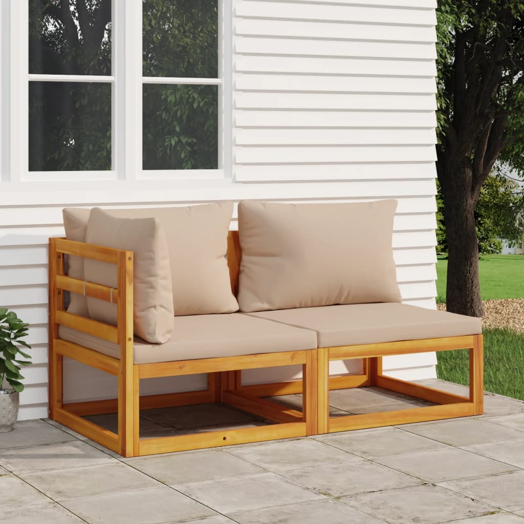 Acacia Wood 2-Piece Garden Sofa Set with Cushions