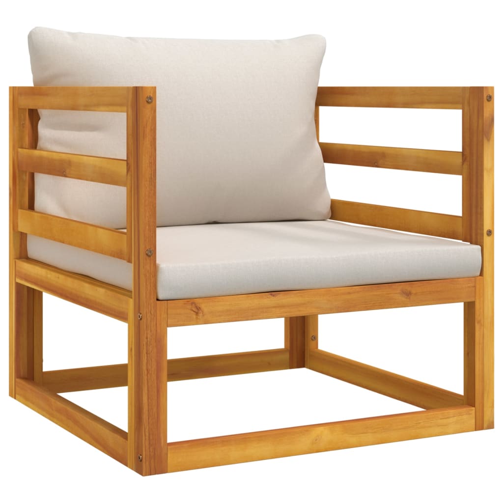 Acacia Wood Garden Chair with Light Grey Cushions