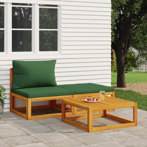 Acacia Wood 3-Piece Garden Lounge Set with Cushions