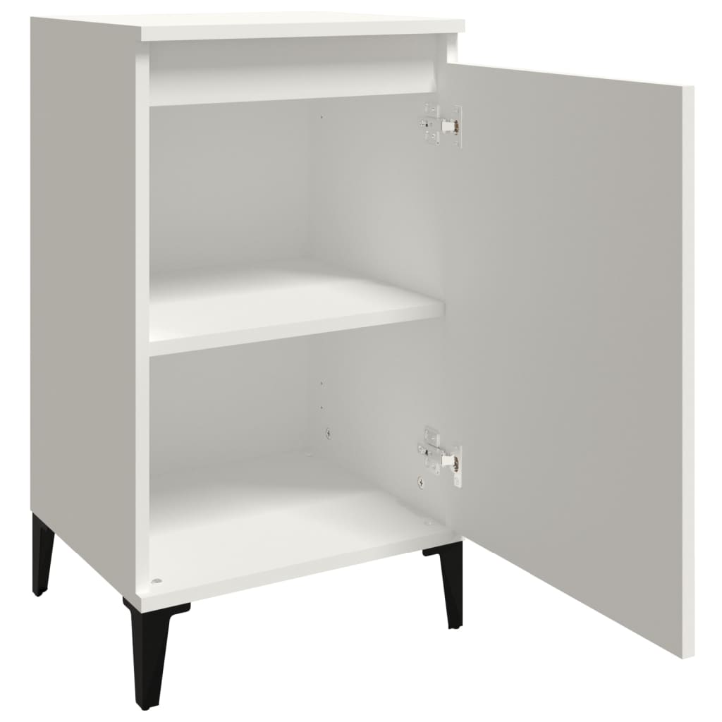 Elegant Haven: White Engineered Wood Bedside Cabinet