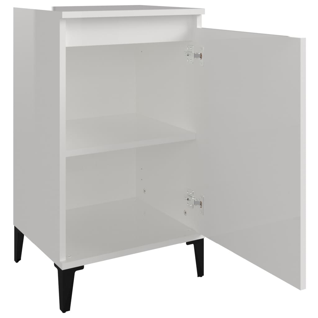 Elegant Haven: White Engineered Wood Bedside Cabinet