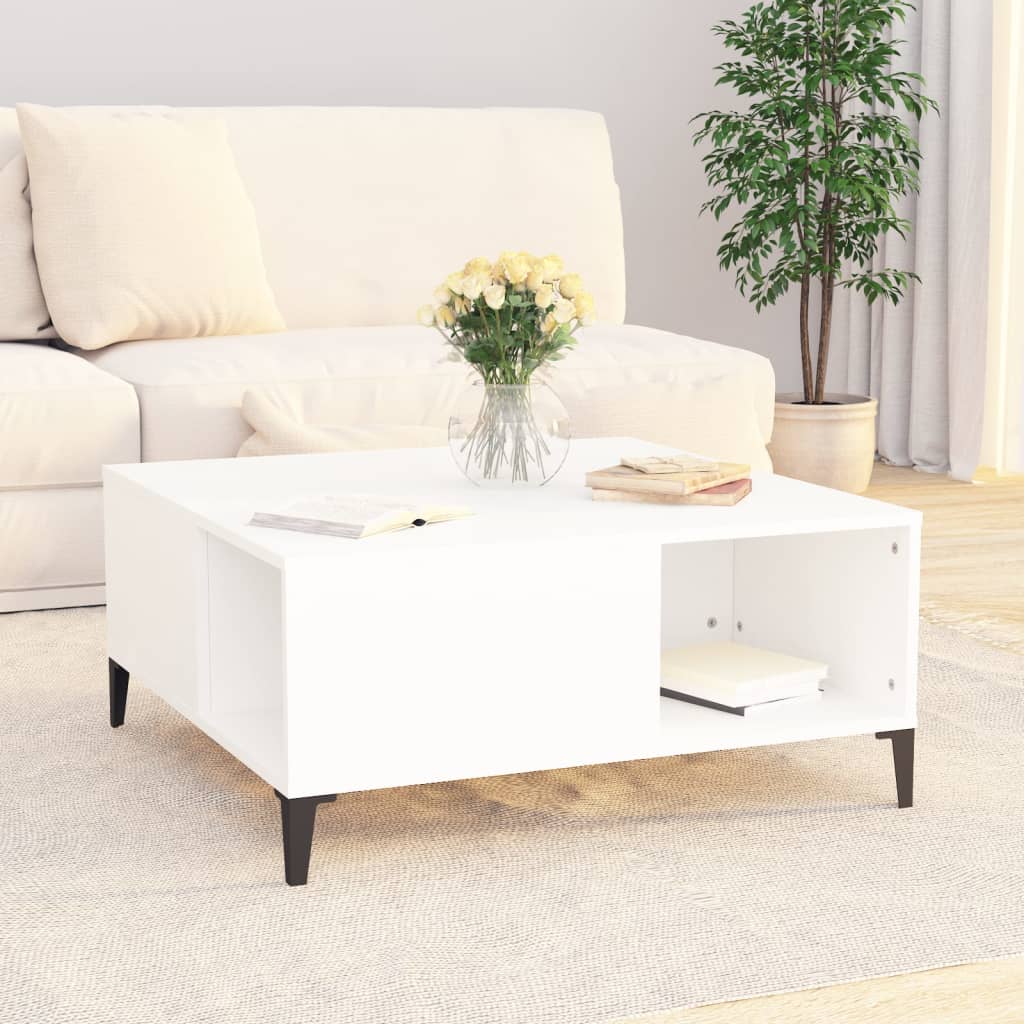 Harmony in White: Engineered Wood Coffee Table