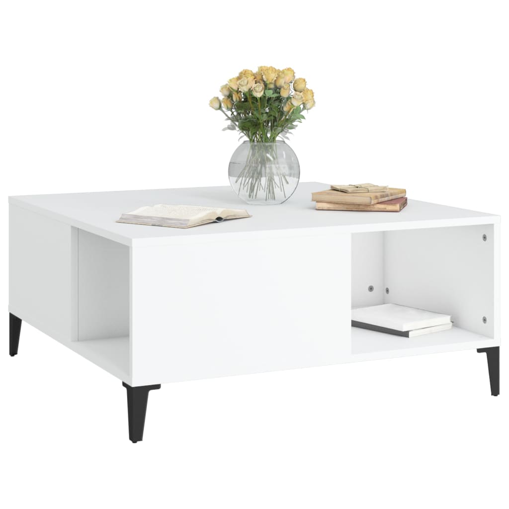 Harmony in White: Engineered Wood Coffee Table