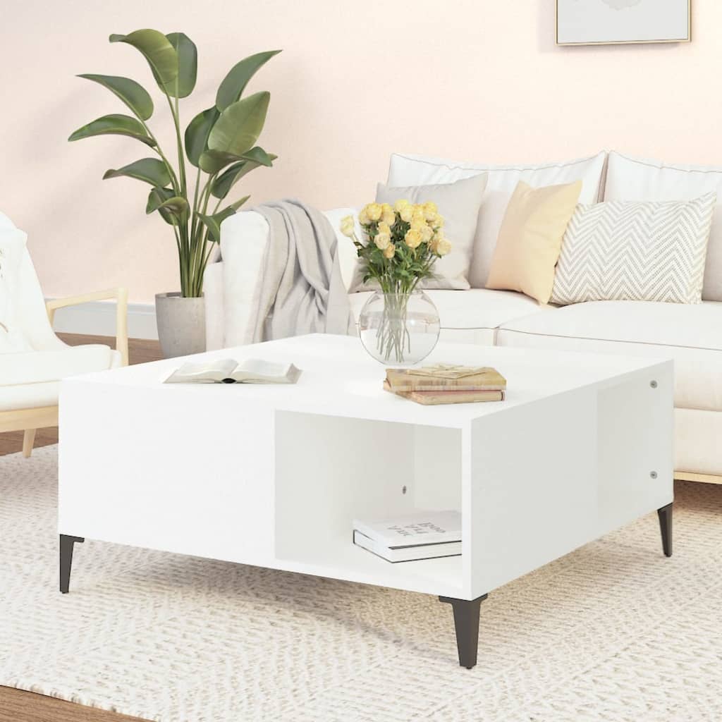 Harmony in White: Engineered Wood Coffee Table