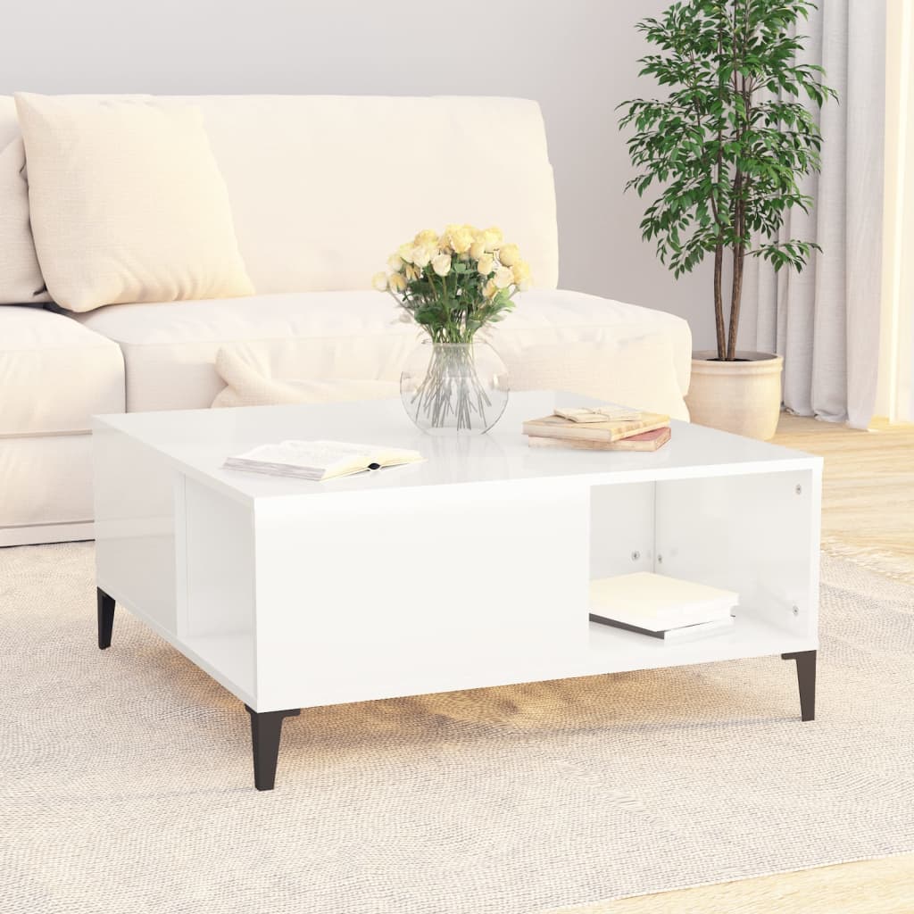 Harmony in White: Engineered Wood Coffee Table