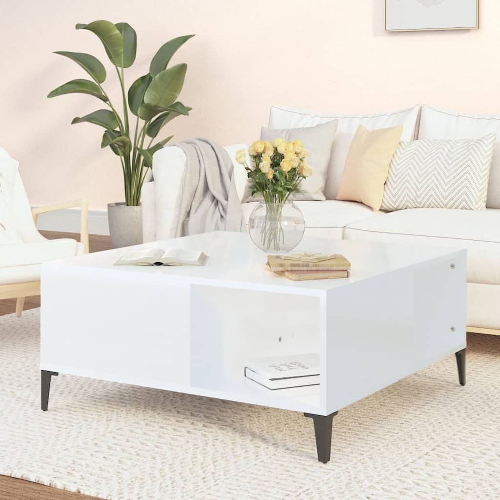 Harmony in White: Engineered Wood Coffee Table