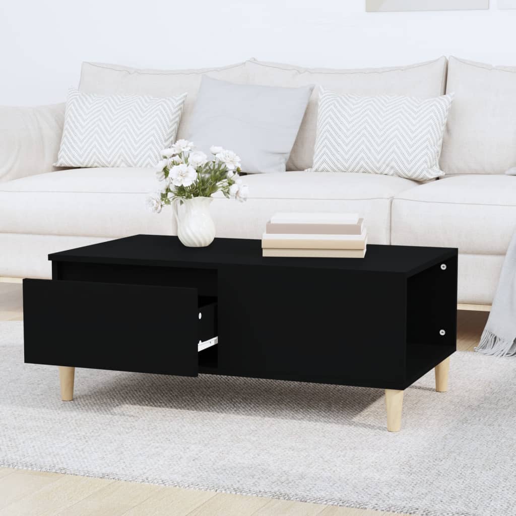 Elegant Black Engineered Wood Coffee Table