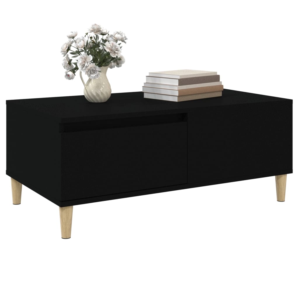 Elegant Black Engineered Wood Coffee Table