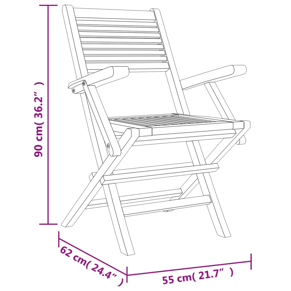 4-Piece Teak Wood Folding Garden Chair Set