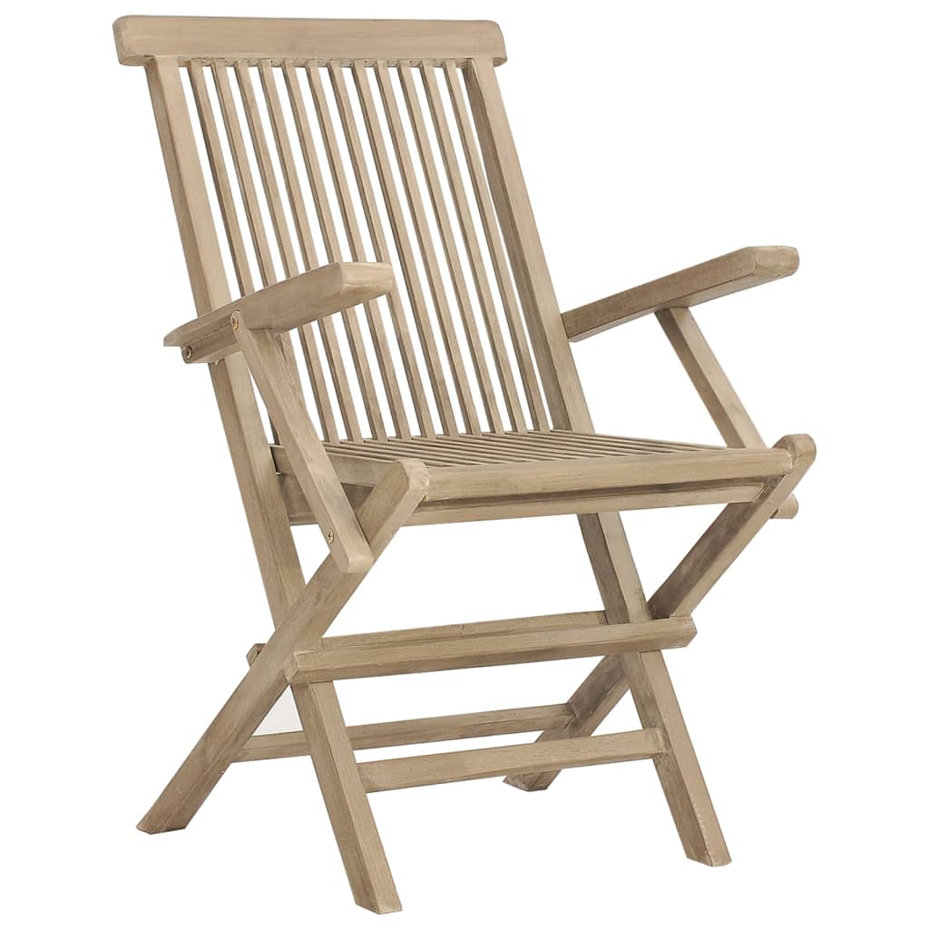 8-Piece Grey Teak Wood Folding Garden Chairs