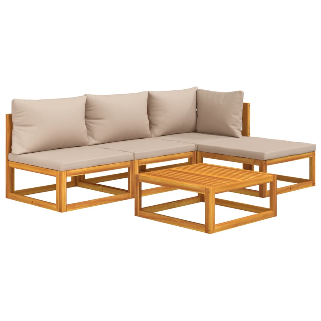 Oasis Elegance: 5-Piece Solid Wood Garden Lounge Set