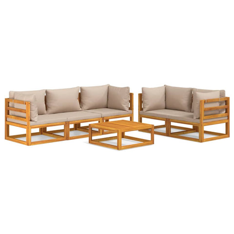 Taupe Twilight Gathering: 6-Piece Solid Wood Garden Lounge Set