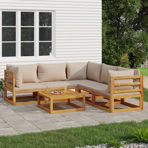 Taupe Tidings Lounge Luxe: 6-Piece Solid Wood Garden Set