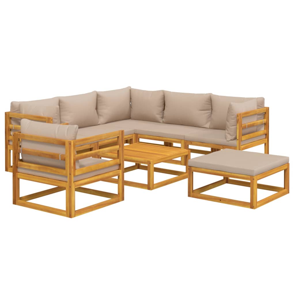 Taupe Oasis Octet: 8-Piece Solid Wood Garden Lounge Set