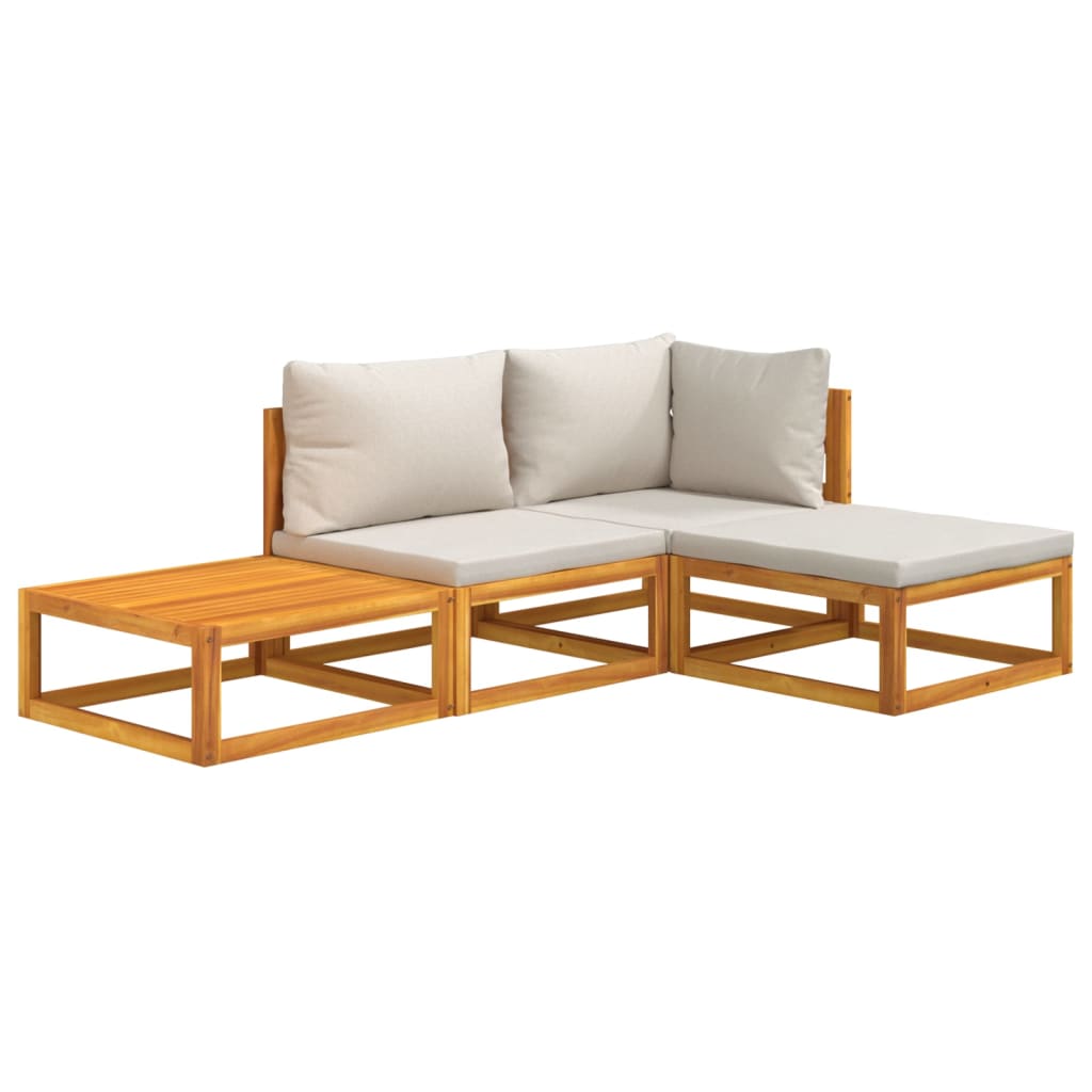 Luminous Grey Leisure: 4-Piece Solid Wood Garden Lounge Set