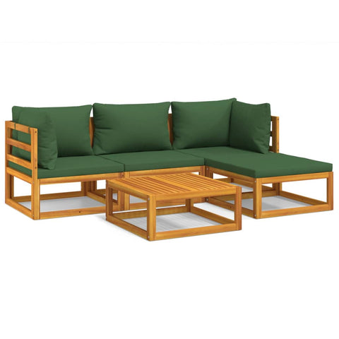 Green Grove Gathering: 5-Piece Solid Wood Garden Lounge Set