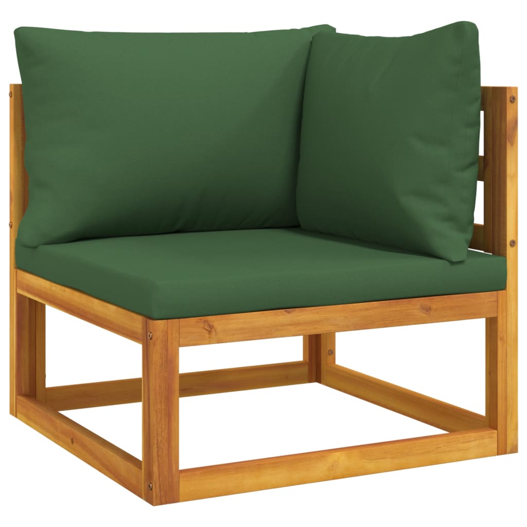 6-Piece Solid Wood Garden Lounge with Green Cushions