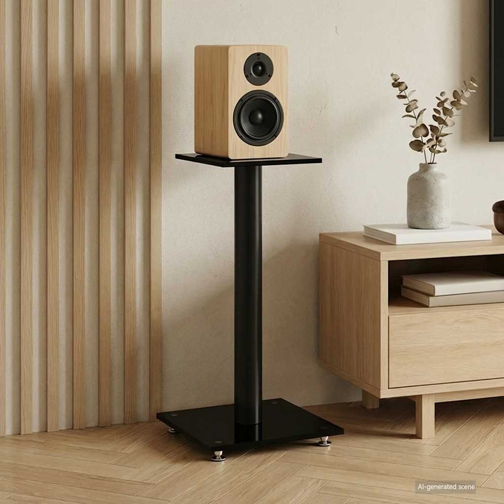 Speaker Stands 2pc Tempered Glass Single Pillar | Simpledeals