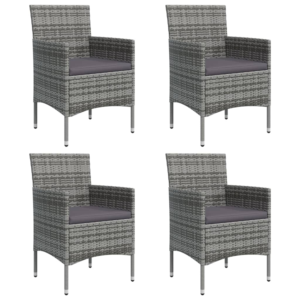 Modern Harmony in Grey & Black: 5-Piece Garden Dining Set with Plush Cushions