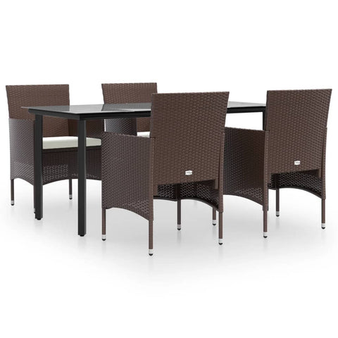 Chic Contrast Dining Delight: 5-Piece Garden Set in Grey and Black with Cushions