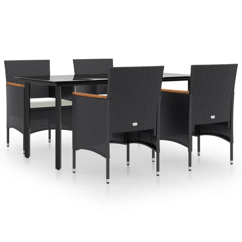 Contemporary Garden Dining Harmony: 5-Piece Set in Grey and Black with Cushions