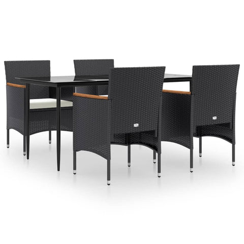 Sophisticated Harmony: 5-Piece Garden Dining Set in Grey and Black with Plush Cushions