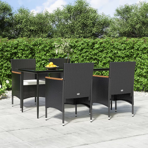Sophisticated Harmony: 5-Piece Garden Dining Set in Grey and Black with Plush Cushions