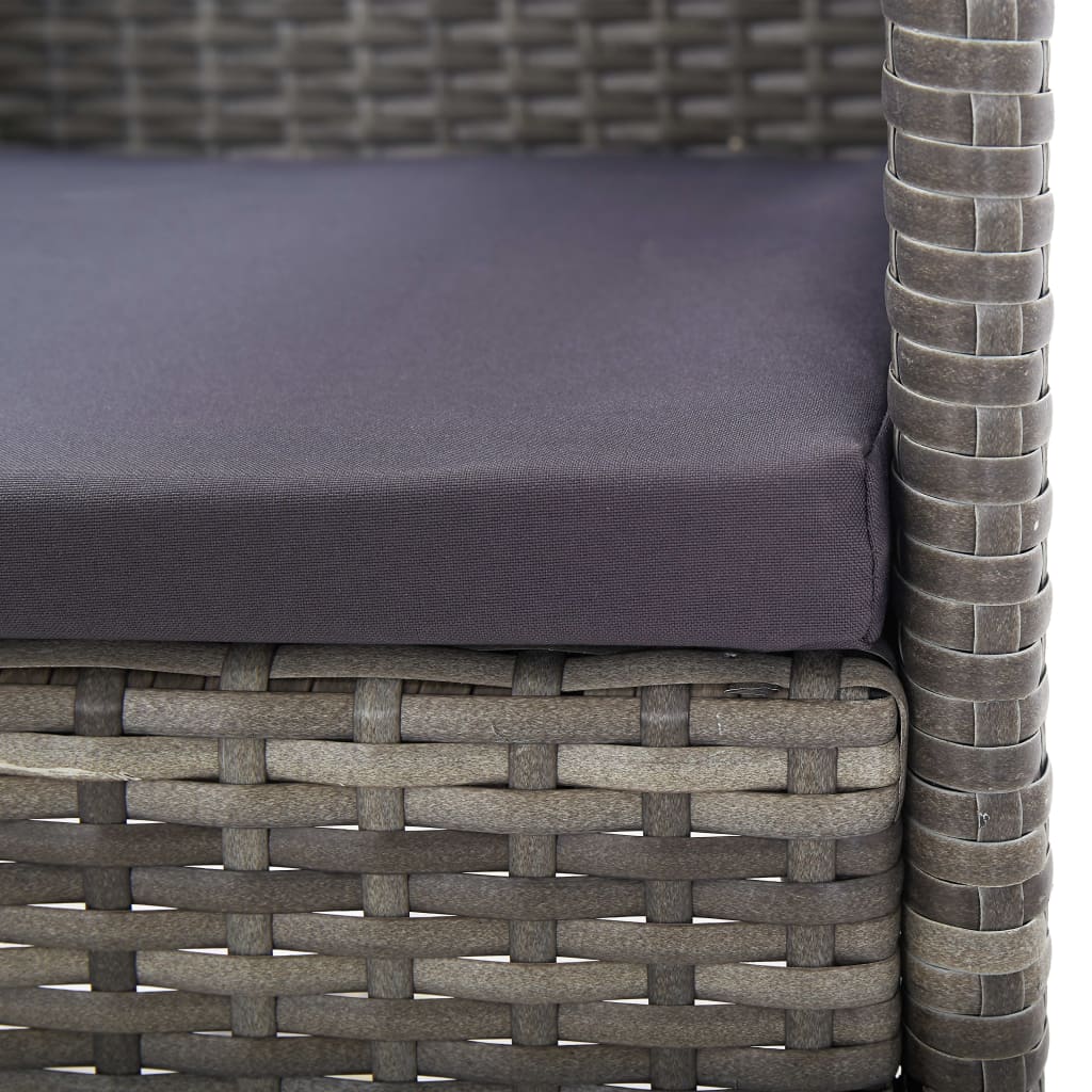 5 Piece Garden Dining Set with Cushions- Anthracite Poly Rattan