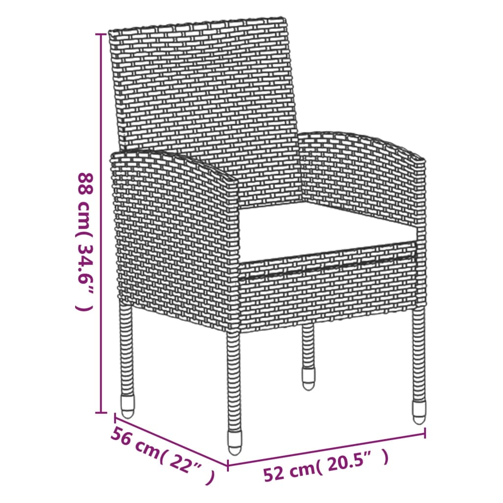 5 Piece Garden Dining Set with Cushions- Anthracite Poly Rattan