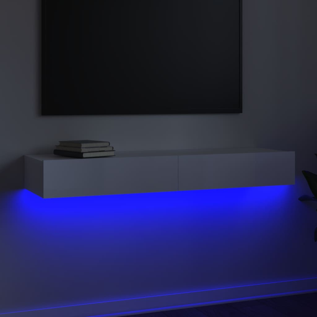 Illuminating Elegance: White TV Cabinet with LED Lights