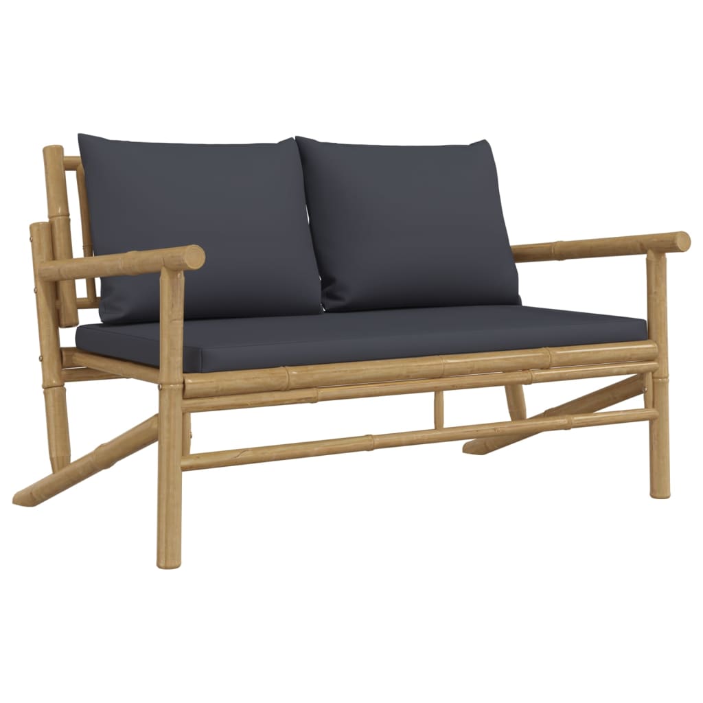 Bamboo Tranquility Trio: 3-Piece Lounge Set with Dark Grey Cushions