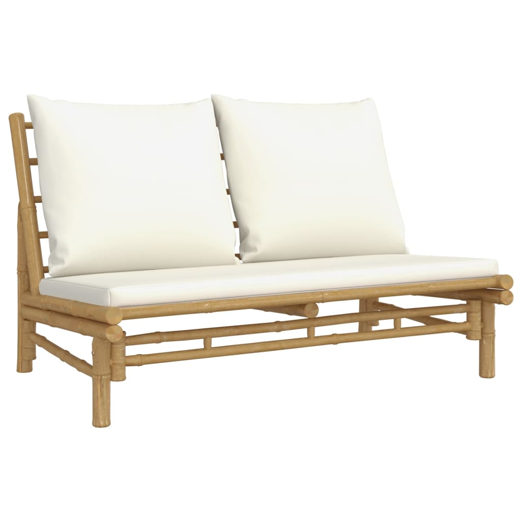Bamboo Grace Quartet: 4-Piece Lounge Set with Cream White Cushions