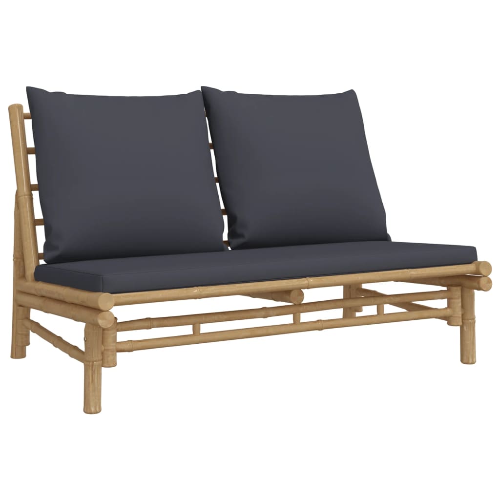 Bamboo Elegance Pentad: 5-Piece Lounge Set with Dark Grey Cushions