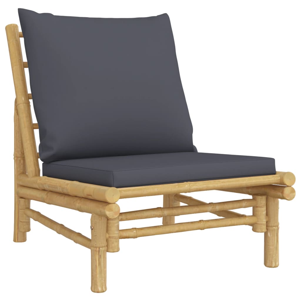 Bamboo Zen Trio: 3-Piece Lounge Set with Dark Grey Cushions