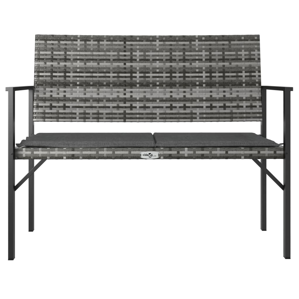 Rattan Bliss Duo: Grey 2-Seater Garden Bench with Cushion