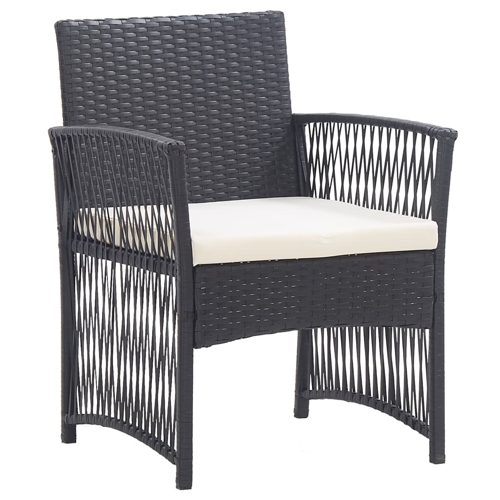 2 Pcs - Garden Armchairs with Cushions 2 pcs Black Poly Rattan