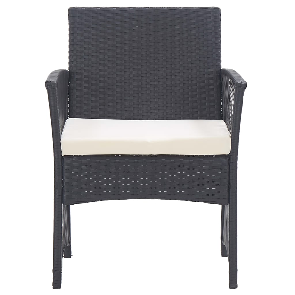 Garden Armchairs with Cushions 2 pcs Black Poly Rattan | Black colour