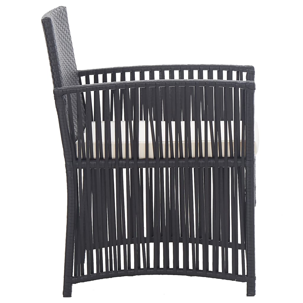 Garden Armchairs with Cushions 2 pcs Black Poly Rattan, Rattan finish
