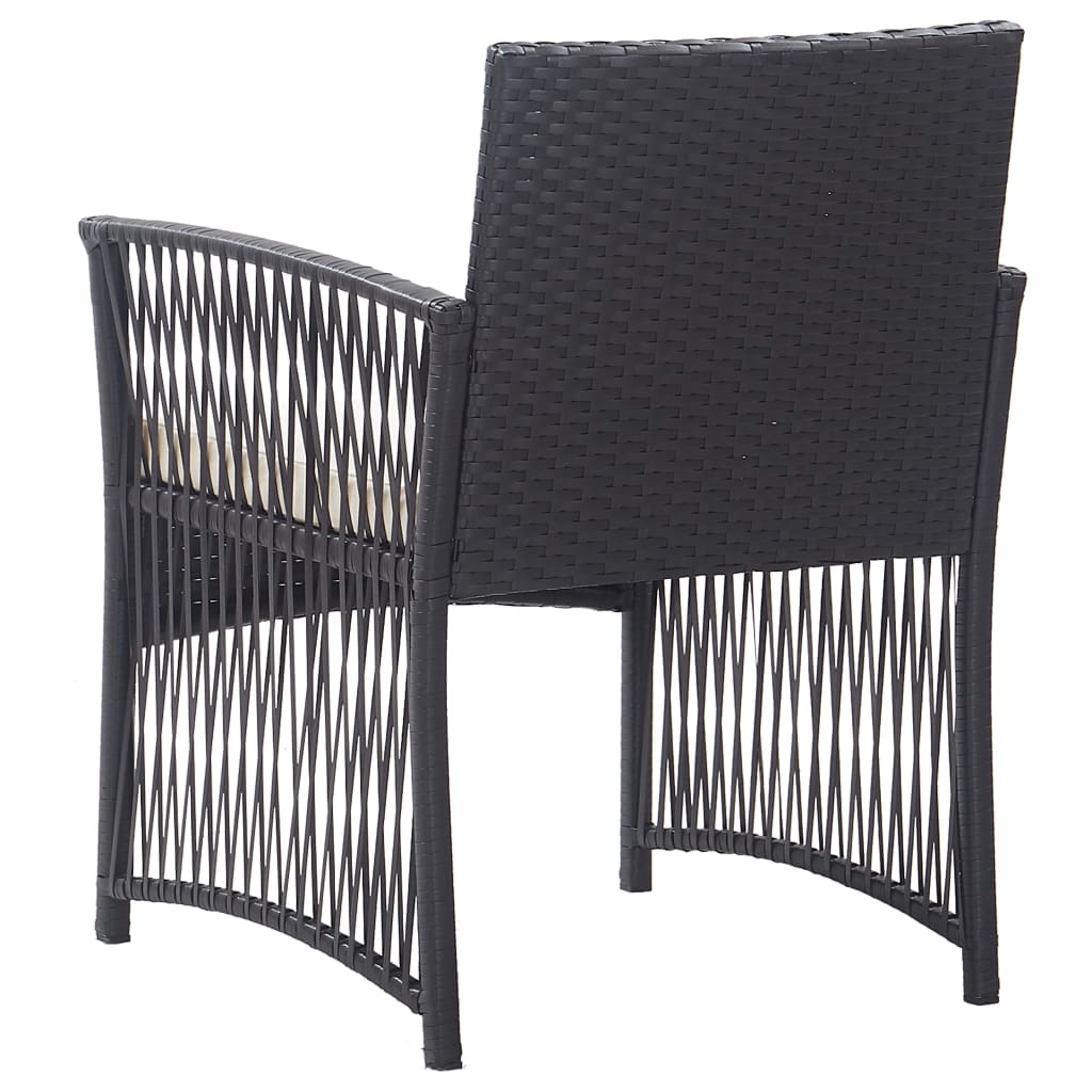 Outdoor Furniture - Garden Armchairs with Cushions 2 pcs Black Poly Rattan