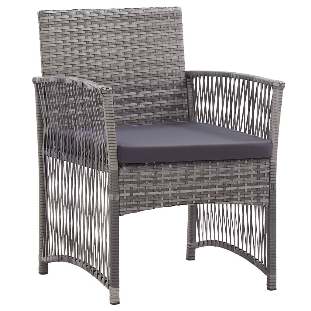 2 Pcs - Garden Armchairs with Cushions 2 pcs Grey Poly Rattan