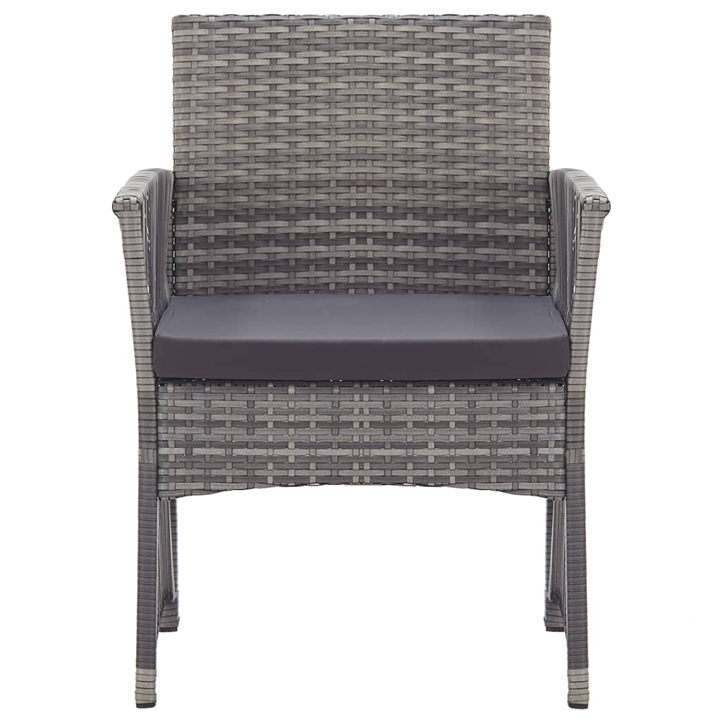 Garden Armchairs with Cushions 2 pcs Grey Poly Rattan | Grey colour