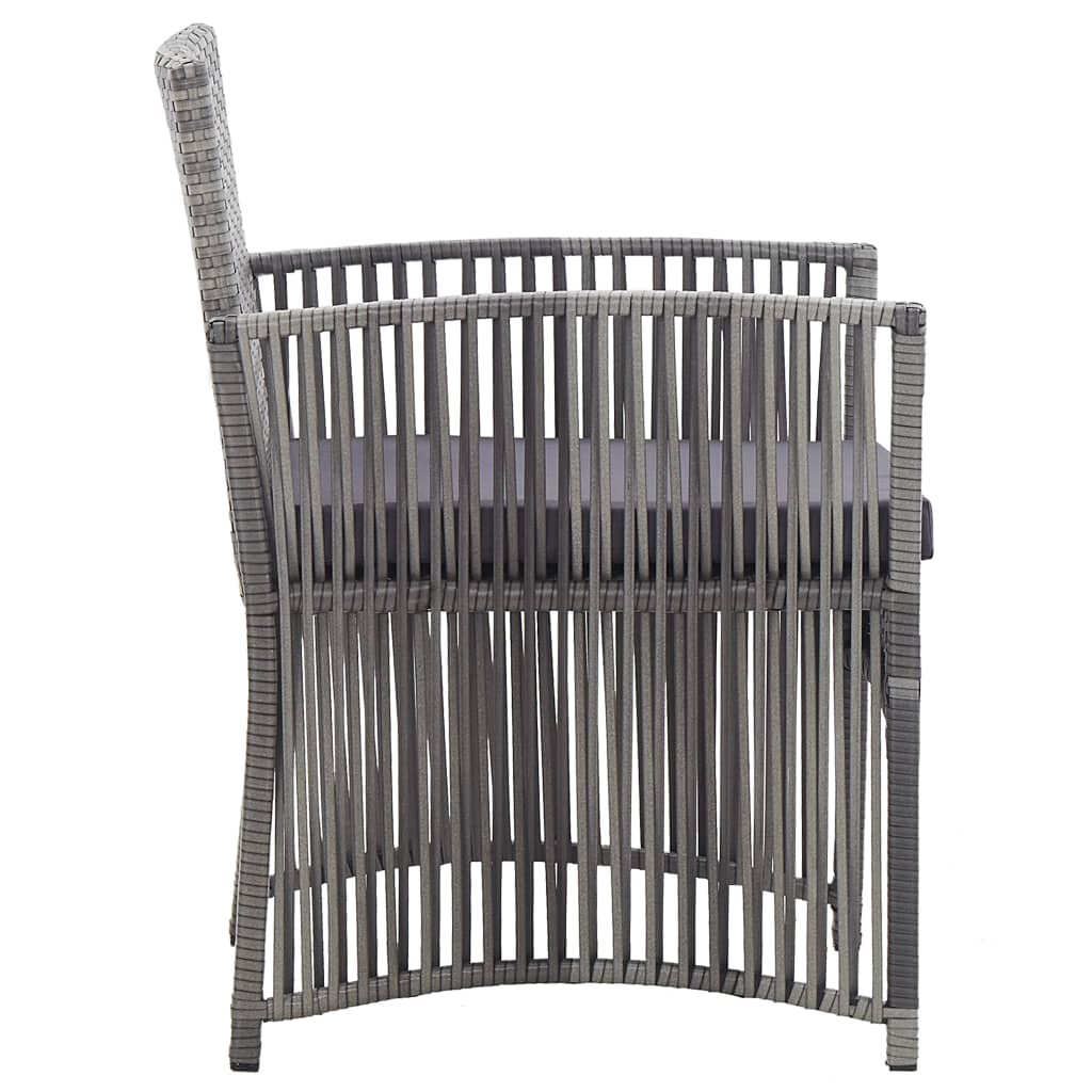 Garden Armchairs with Cushions 2 pcs Grey Poly Rattan, Rattan finish