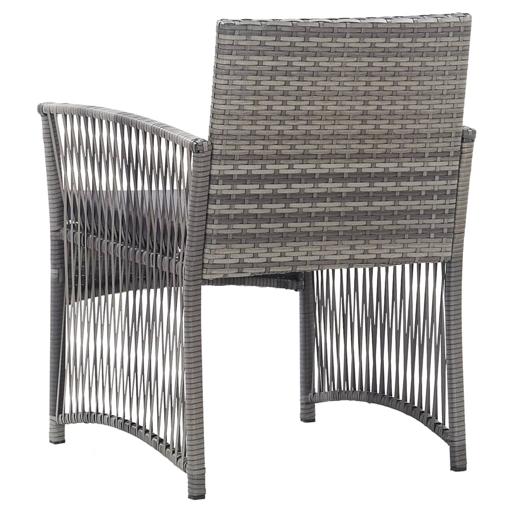 Outdoor Furniture - Garden Armchairs with Cushions 2 pcs Grey Poly Rattan